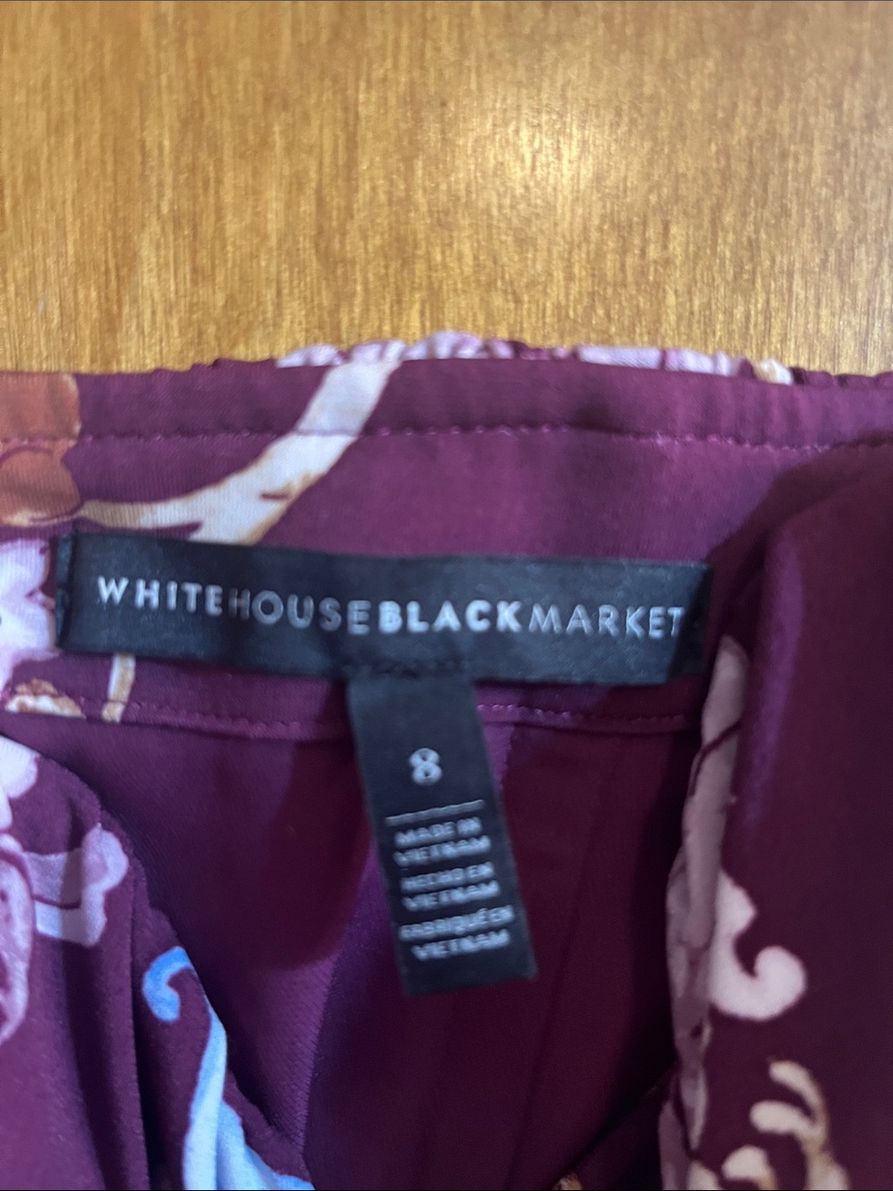 White House Black Market Burgundy Floral Tie-Front Puff Sleeve Blouse Bundle - Picture 2 of 4